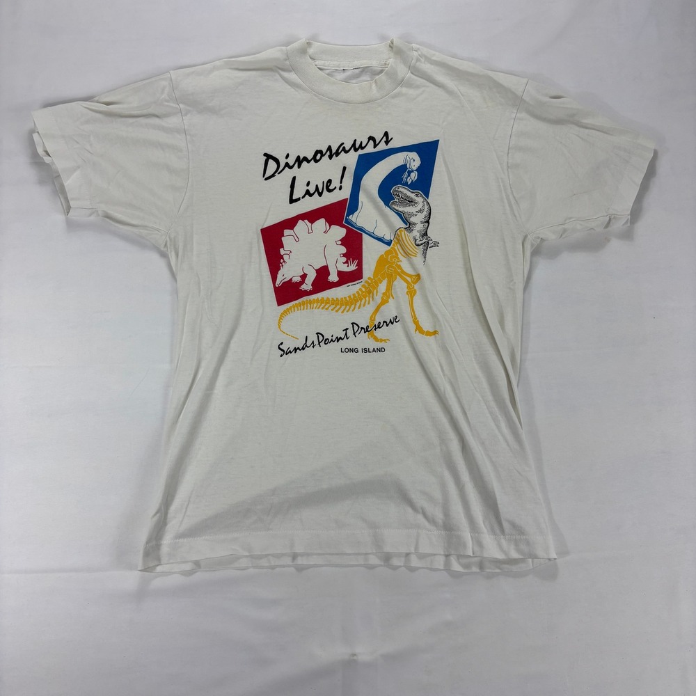 Dinosaurs Live Sands Point Preserve Single Stitch T Shirt Mens Medium‎ Vintage